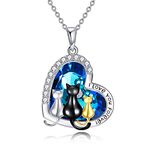 CRMAD Black Cat Necklace for Women Sterling Silver Moon Irish Jewelry (cat-3)