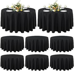 sancua 8 Pack Round Tablecloth 90 Inch Black, Stain and Wrinkle Resistant Table Cloth - Washable Polyester Table Cover for Dining Tables, Buffet Parties and Camping