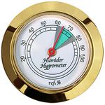 Medium Round Analog Hygrometer Humidity Gauge for Humidors - Color: Gold