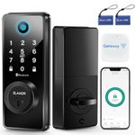 ELAMOR Keyless Entry Door Lock, WiFi Door Lock with App Control, Bluetooth Fingerprint Door Lock, Touchscreen Keypad, Remotely Control, Smart Front Door Lock Compatible with Alexa (Included Gateway)