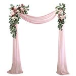 Lookein Artificial Flowers Wedding Arch Decoration Kit (Pack of 3) - 2pcs Aobor Flower Arrangement & 1pc Chiffon Drape for Wedding Ceremony Backdrop Decoration, Burgundy&Dusty Rose