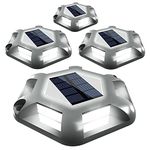 Solar Deck Lights, T-SUNUS 4 Pack LED Dock Lights Solar Driveway Lights Solar Powered Outdoor Waterproof Road Markers for Step Sidewalk Stair Garden Ground Pathway Yard