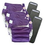3 Pack Adult Cloth Diapers with Fastener Diaper Inserts, TPU Waterproof Nappy Reusable Washable Incontinence Care Protection Nappies Underwear