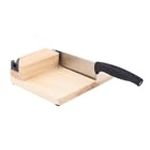 Biltong Cutter with Stainless Steel Guillotine Blade – Wooden Bamboo Base, Built-in Sharpener & Removable Knife – Jerky Slicer, Meat Cutter, Sausage & Charcuterie Prep Tool