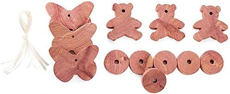Natural Moth Repellent Cedar Chips Hanging Blocks Clothes Protector Closets Drawers Freshener - Pack of 12