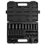 Sunex 2668, 1/2 Inch Drive Master Impact Socket Set, 39-Piece, SAE, 3/8" - 1-1/2", Standard/Deep, Cr-Mo Steel, Heavy Duty Storage Case, Includes Universal Joint
