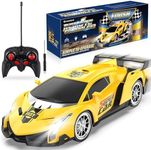 Growsland Remote Control Car, RC Cars Xmas Gifts for Kids 1/24 Electric Sport Racing Hobby Toy Car Yellow Model Vehicle for Boys Girls Adults with Lights and Controller