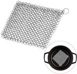 Cast Iron Chainmail Scrubber, Non-Scratch, Stainless Steel Mesh Scourer for Skillets,Griddles,Pans or Woks, Dutch Oven, Multifunction Cookware Cleaner
