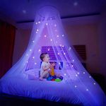 Ciaoed Mosquito Net for Bed with Luminous Stars Glow Bed Canopy Dome Anti-Mosquito Hanging Bed Net for Single, Baby, Kids, Girls Or Adults' Bed Camping Interior Decoration