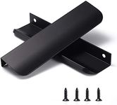 Satanga Black Pack of 2 Edge Finger Pull for Cabinets Kitchen Concealed Aluminum Hidden Bar Pulls Drawer Pulls Easy to Install 3.15 inch Overall Length