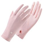 amokk 2 Pairs Sunblock UV Protection Gloves for Women Wrist Length Non-slip Driving Gloves (Pink)