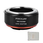 PHOLSY Lens Mount Adapter Nikon F to EF-M Compatible with Nikon F AI AIS AF AF-I AFS Lens to Canon EF-M (EOS M) Mount Camera Body EOS M, M2, M3, M5, M6, M10, M50, M100, M200, M50 II, M6 II, F to EOSM