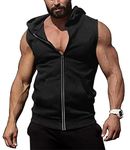 COOFANDY Mens Gym Tanks Zip Up Bodybuilding Tank Top T-Shirt Hoodies, Black, X-Large, Sleeveless