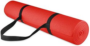 BalanceFrom All Purpose 1/4-Inch High Density Anti-Tear Exercise Yoga Mat with Carrying Strap, Red