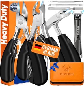 Heavy Duty Toenail Clippers Set for Seniors Thick Toenails, 7-in-1 Nail Clippers with Catcher, Professional Long Handle Ingrown Toenail Clippers for Men, Fingernail Manicure Pedicure Kit
