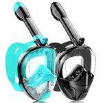 Ezire 2023 Full Face Snorkel Mask for Adults Teen, Snorkeling Gear with Detachable Camera Mount,Panoramic 180° View, Anti-Fog Anti-Leak Snorkling Set for Man and Women (Black Green+Black Dark Green)