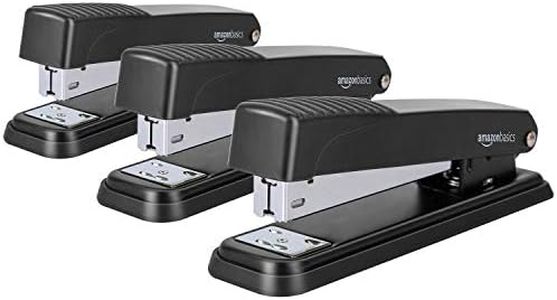 Amazon Basics Full-strip Metal Office Desktop Stapler, 20 Sheet Capacity, 3 Pack, Black