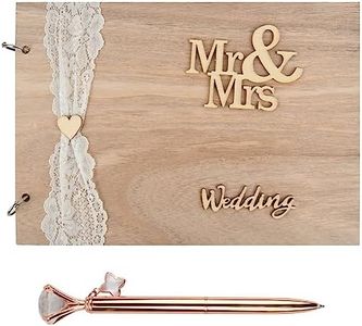 BOPHIS Livre d'or Mariage 20 Pages Livre d'or Mariage en Bois avec Stylo Livre d'or Kraft, Album de Mariage, Mariage Livre Dor pour Registres Signe Invité de Mariage, Anniversaire, Fête Fiançailles