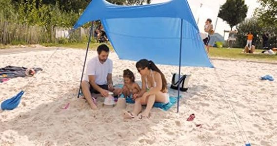 SHADYSAND - Grande tenda da spiaggia familiare anti UV (UPF 50+) fino a 5 persone, compatta leggera e pratica. Rifugio da spiaggia, riparo da sole per neonati, bambini e adulti. Entra in Una Valigia a