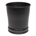 iDesign Olivia Metal Wastebasket, Small Round Plastic Vintage Trash Can for Bathroom, Bedroom, Dorm, College, Office - Matte Black