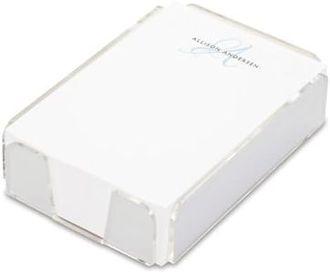 Initial Personalized Note Sheets in Clear Acrylic Tray - 300 Loose Sheets, 4 by 6 Inch Paper in 4 Rotating Colors, Convenient Desktop Memo Pad