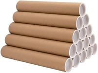 DERZIFUN 15PCS 2"x15" Kraft Shipping Tubes With Caps, Cardboard Poster Tubes for Shipping and Storage of Documents and Art