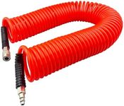 Darnassus Polyurethane Recoil Air Hose, Air Compressor Hose with 1/4" Swivel Fittings, for Industrial, Household, Garage, Station (50 FT, Red)