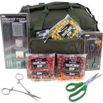 NGT Green Carryall Carp Fishing Tackle Bag Hook Hair Rig Bait Tools Boilies Set + Green Scissors + Forceps