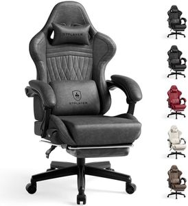 GTPLAYER Chair Computer Gaming Chair (Leather, Grey)