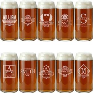 Personalized Groomsmen Beer Can Glass Gifts - Custom Groomsman Gift -Personalized Wedding Beer Can Glass - Groomsman Proposal - 20 oz Engraved Groomsmen Beer Glass - Set of 10