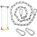 yeestone Heavy Duty Chain, 1m Metal Chain, Stainless Steel Chain with 2 Carabiners, Galvanised Chain for Swing, Bird Feeders, Billboards, Gate, Bin(Silver)