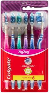 Colgate Zig Zag Manual Toothbrush, Value 6 Pack, Soft Bristles, Interdental Reach