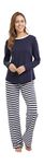 jijamas Incredibly Soft Pima Cotton Women's Pajamas Set - The Soulmate in Navy Blue