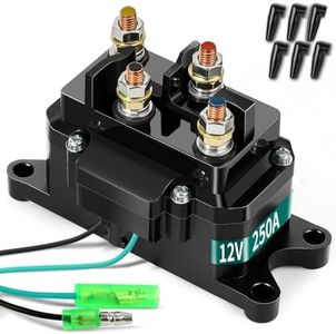 12V 250A Winch Solenoid Relay Contactor with 6 Protecting Caps for ATV UTV 2000-5000 lbs Winch - Replacement 63070 62135 74900 2875714 70715– Weatherproof & Easy Install