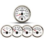ELING Gauge Set 2in1 GPS Speedometer 200km/h with Tachometer 8000RPM Fuel Level 0-190ohm Water Temperature 40-120℃ Oil Pressure 0-10Bar 0-145Psi Voltmeter 12V with Red Backlight