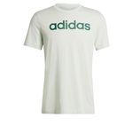 adidas Men's Essentials Single Jersey Linear Embroidered Logo Tee, Linen Green F22, L