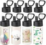 OFFNOVA 8 Pack Kid Sublimation Water Bottle Blanks with Straw, 12 oz Sublimation Tumblers Bulk Stainless Steel Sports Bottles for Tumbler Heat Press Sublimation Printing