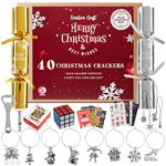 KreativeKraft Pop Luxury Christmas Crackers, Pack of 40 Restaurant Catering & Family Gathering Xmas Crackers with Mini Gifts, Fun Novelty Party Supplies (Gold Silver)