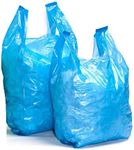 Large Carrier Bags 12 x 18 x 24" - Plastic Carrier Bags Heavy Duty Blue Vest Carrier Bags - Eco Friendly Recycled Strong Plastic Bags 24 Micron - Sabco (100)