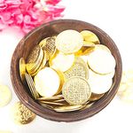 Anciently Lakshmi Kubera Coins 27 Nos Brass | Kubera Pooja Coins 27 Nos | Kubera Coins 27 Nos (Brass, 2.5 cm Diameter X 0.1 cm Thick) (Gold Colour)