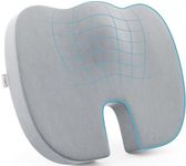 FOVERA Orthopedic Coccyx Cushion | 2 Years Warranty | Seat Cushion for Chair, Memory Foam Sitting Pillow for Tailbone, Sciatica & Back Pain Relief (L-Above 65kg Wt, Velvet Grey)