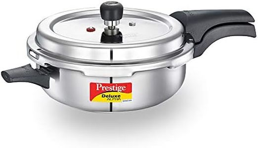 Prestige 4L Svachh Deluxe Alpha Senior Pressure Pan stainless steel|Outer lid|Ideal for 4-6 persons|Deep lid for spillage control|Gas & induction compatible|Silver|10 years warranty
