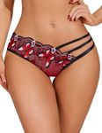 Avidlove Butterfly Cheeky Panties for Women V Shaped Valentine Underwear Red