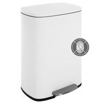 Trash Can, Garbage Can 13 Gallon/ 50L Stainless Steel Metal Bathroom Step Waste Bin for Home and Kitchen Waste and Recycling,White