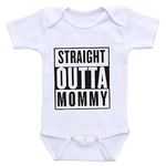 JYHOPE Straight Outta Mommy Jumpsuit Newborn Infant Baby Letter Print Short Sleeve Romper(3-6Months,White)