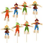 Gukasxi 8 Pieces Thanksgiving Autumn Scarecrow Decoration Small Scarecrow Decorations Fall Harvest Standing Scarecrow Decor for Autumn, Halloween, Thanksgiving, Garden, Home, Yard, Porch Decoration