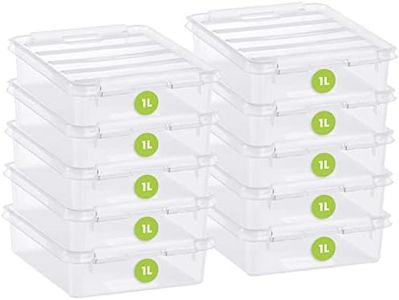 SmartStore 1L Small Plastic Storage Boxes with Lids - Set of 10 - Transparent - Stackable and Nestable - 10 Year Guarantee- Food Safe and BPA Free - Clip Locked - L21 x W17 x H6 cm