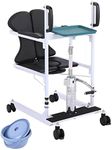 BOTOWI Hydraulic Patient Lift, Multifunction Seniors Handicap Hydraulic Lift, Body Lift Bedside Commode Chair w/180° Split Seat, Wheelchair Lift Transfer Bath Chair Shower Seat, Load 150kg