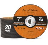 Shawya 20 Pack Cut Off Wheels 7 Inch Cutting Wheel 7”x1/16”x7/8” Metal and Stainless Steel Cutting Disc Fit for Angle Grinder Aggressive Cutting disc for General Purpose Metal Cutting