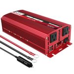 Cantonape 1500W/3000W(Peak) DC 12V to 110V AC Power Inverter with Dual AC Outlets and Dual 3.1A USB Car Adapter, Replaceable Fuses and Cigarette Lighter for Car Home Truck Outdoor